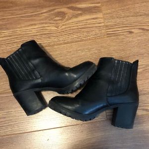 Black leather ankle boots